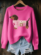 Amber | Stylish Dachshund Patchwork Sweater - Solfae