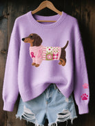 Amber | Stylish Dachshund Patchwork Sweater - Solfae