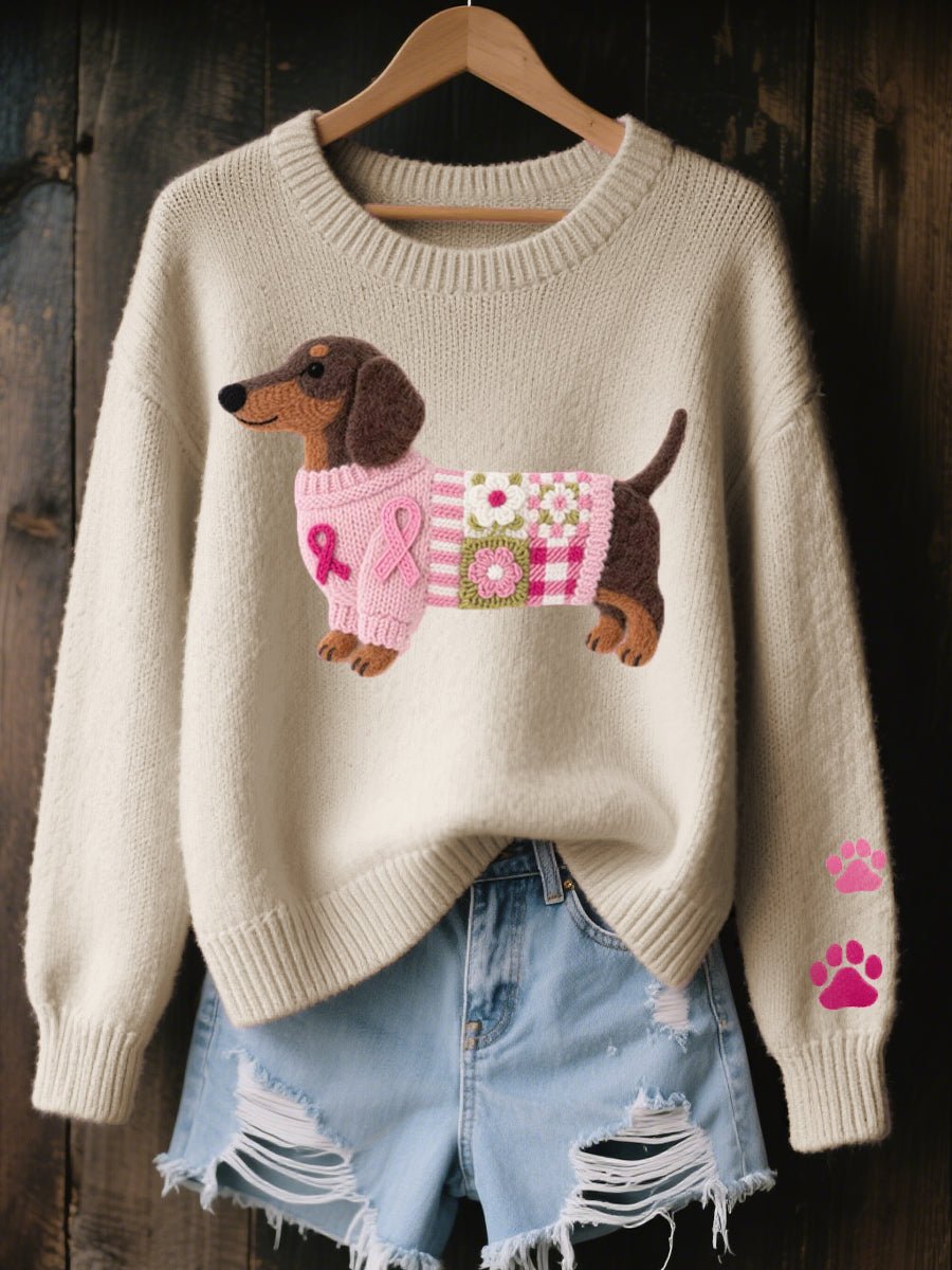 Amber | Stylish Dachshund Patchwork Sweater - Solfae