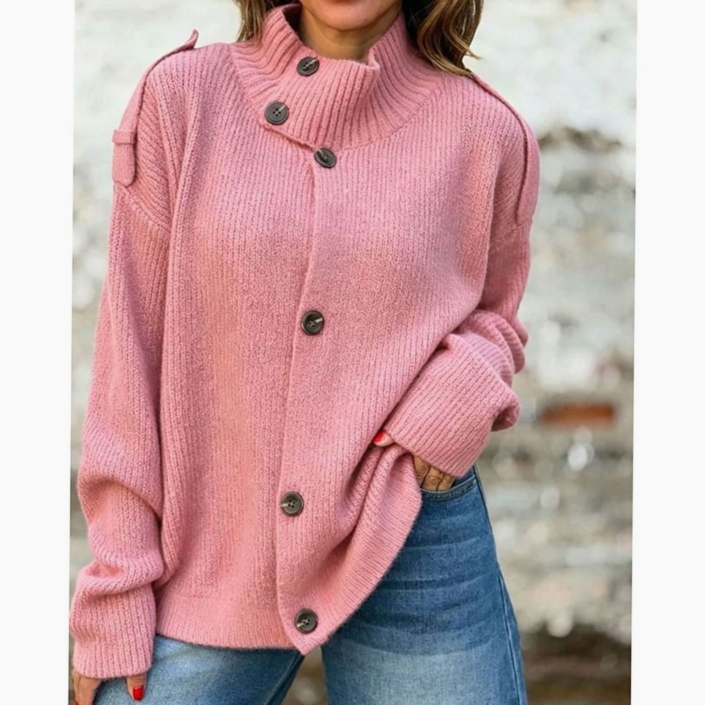Amelia | Elegant Stand-Collar Knit Cardigan - Solfae