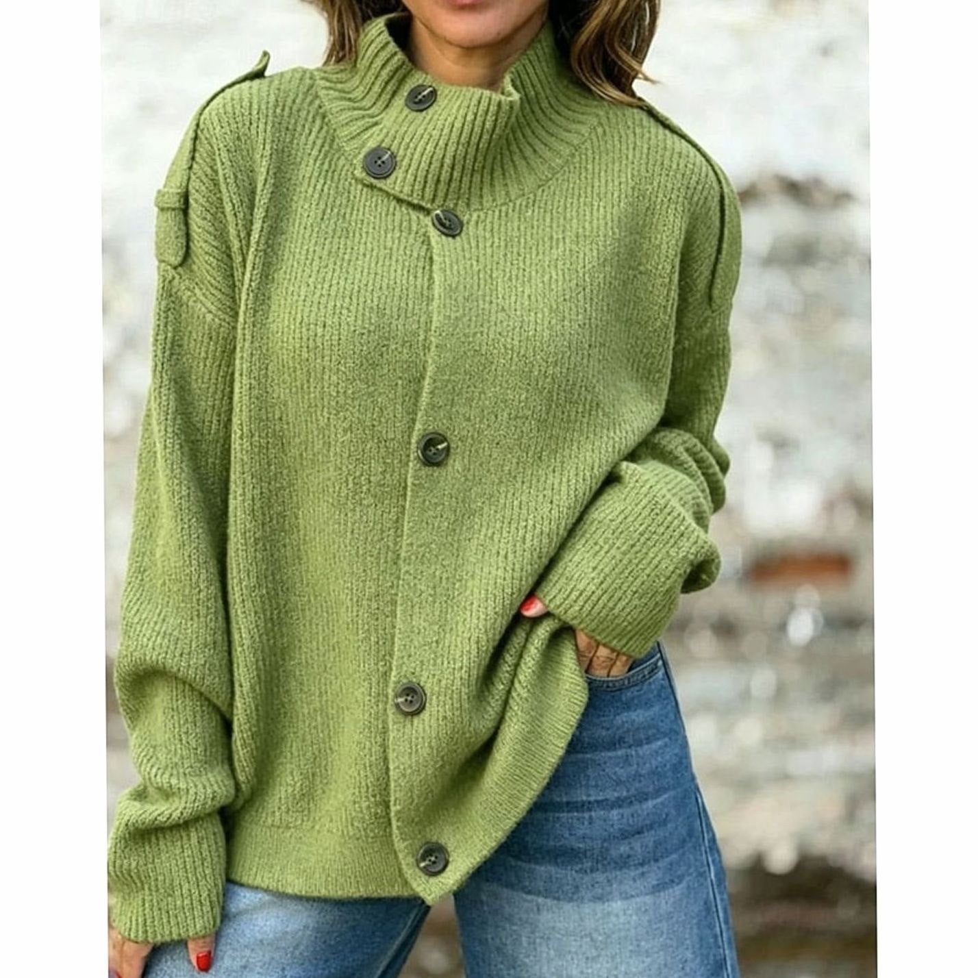 Amelia | Elegant Stand-Collar Knit Cardigan - Solfae