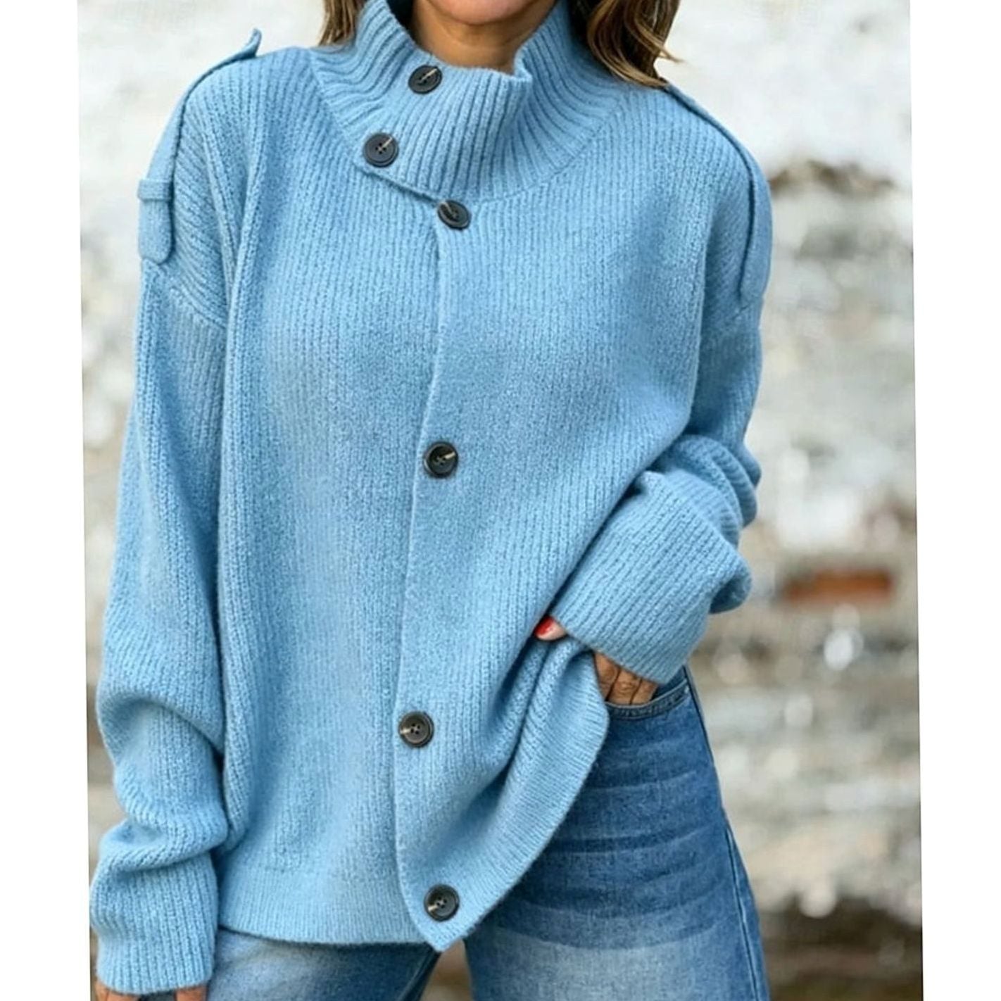 Amelia | Elegant Stand-Collar Knit Cardigan - Solfae