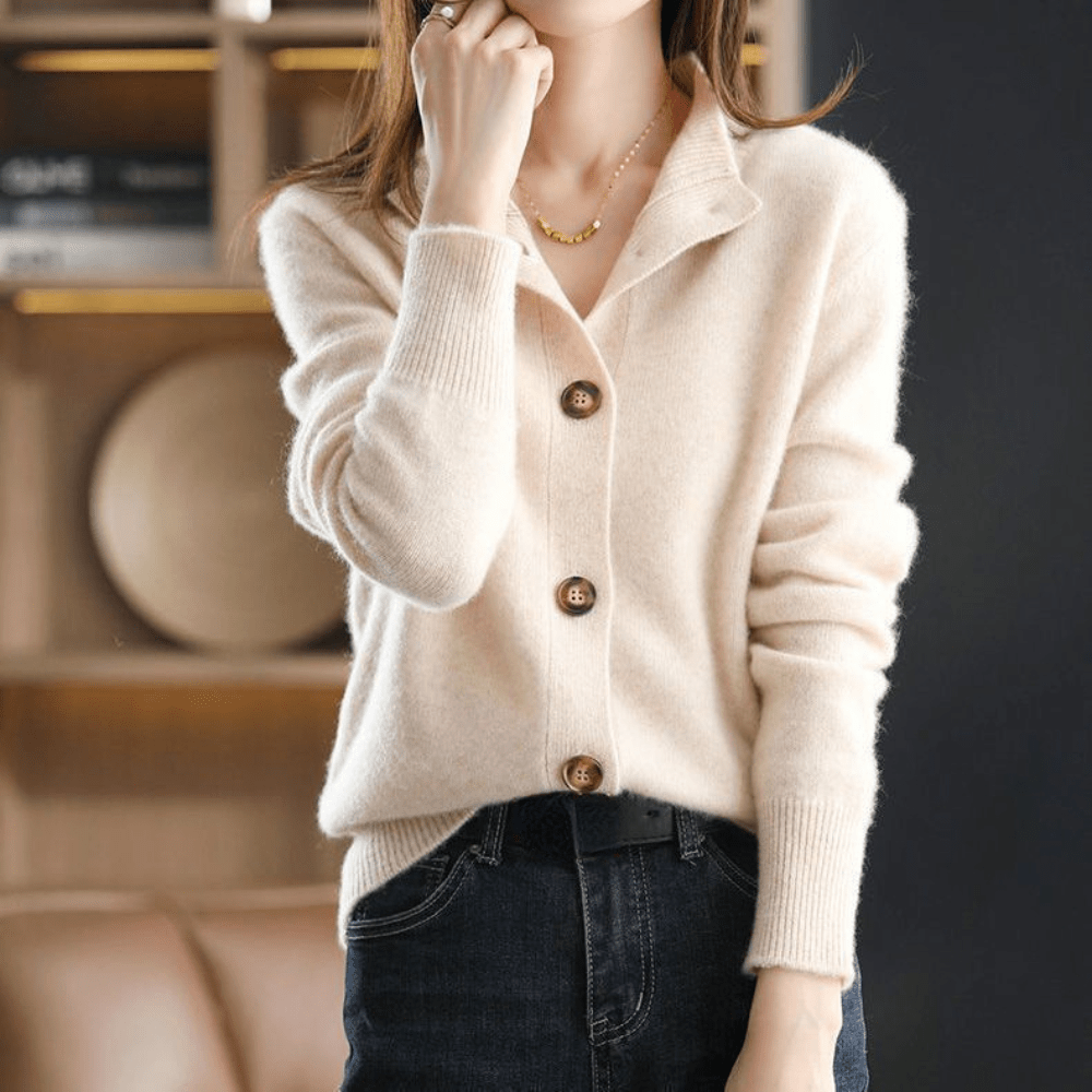 Angela | Elegant Button-Up Knit Cardigan - Solfae