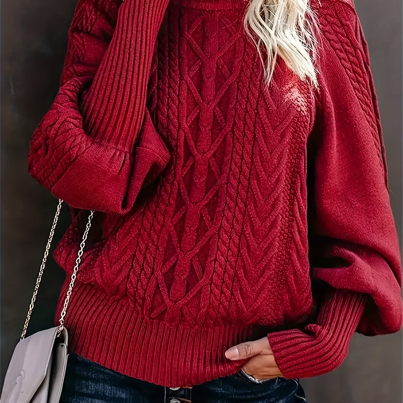 Angela | Elegant Cable-Knit Mock-Neck Sweater - Solfae