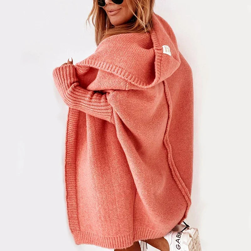 Angela | Elegant Hooded Knit Cardigan - Solfae