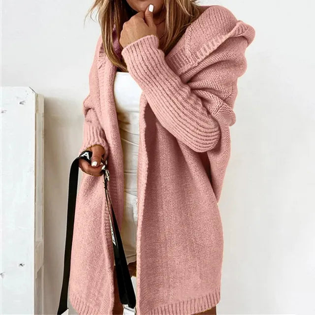 Angela | Elegant Hooded Knit Cardigan - Solfae