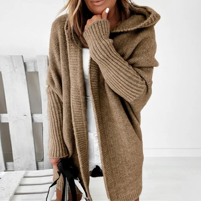 Angela | Elegant Hooded Knit Cardigan - Solfae