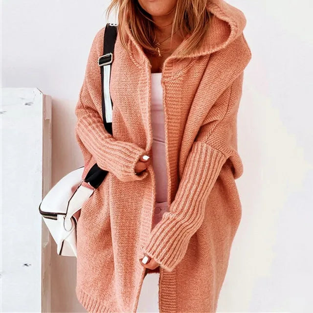Angela | Elegant Hooded Knit Cardigan - Solfae
