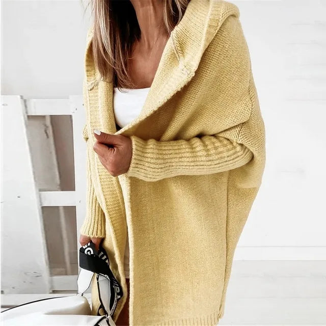 Angela | Elegant Hooded Knit Cardigan - Solfae