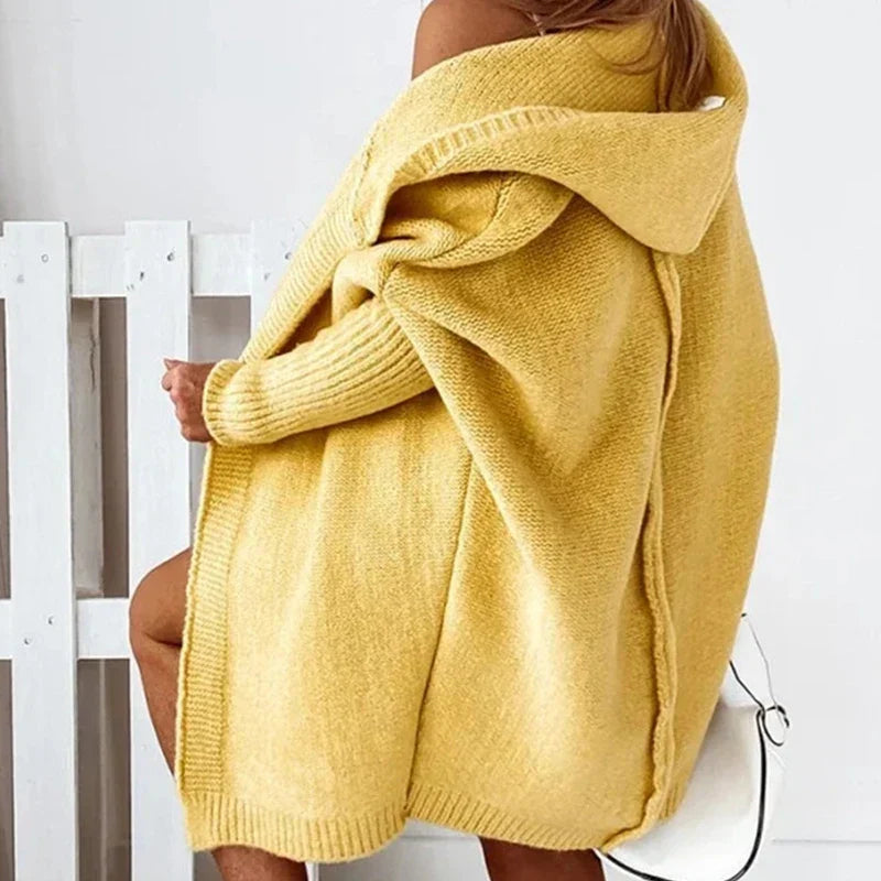 Angela | Elegant Hooded Knit Cardigan - Solfae