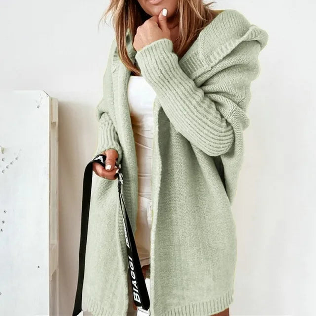 Angela | Elegant Hooded Knit Cardigan - Solfae