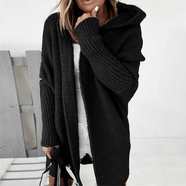 Angela | Elegant Hooded Knit Cardigan - Solfae