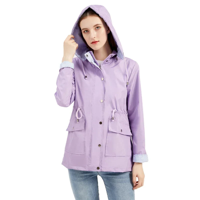 Angela | Elegant Hooded Waterproof Jacket - Solfae