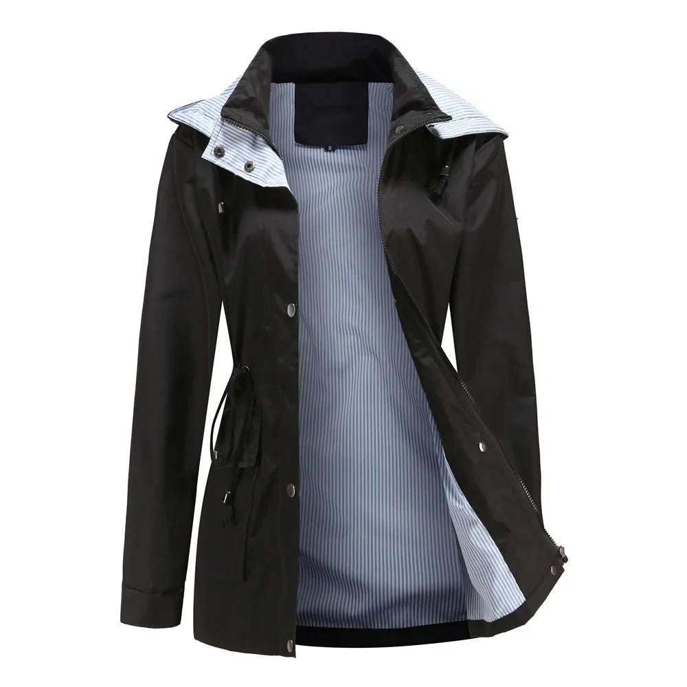 Angela | Elegant Hooded Waterproof Jacket - Solfae