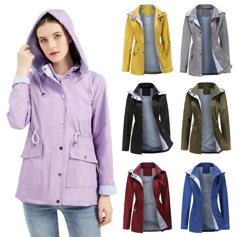 Angela | Elegant Hooded Waterproof Jacket - Solfae