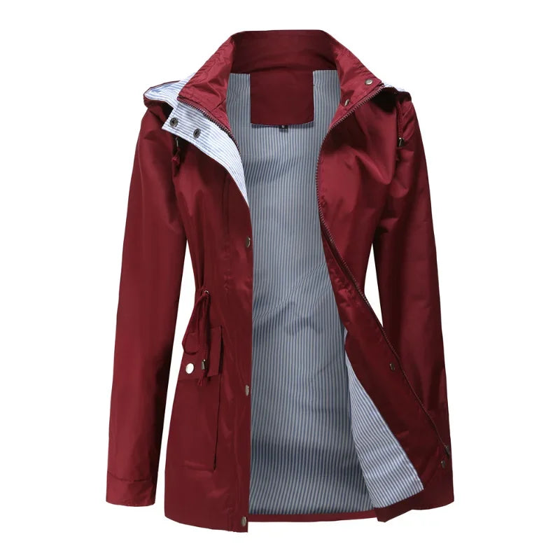 Angela | Elegant Hooded Waterproof Jacket - Solfae
