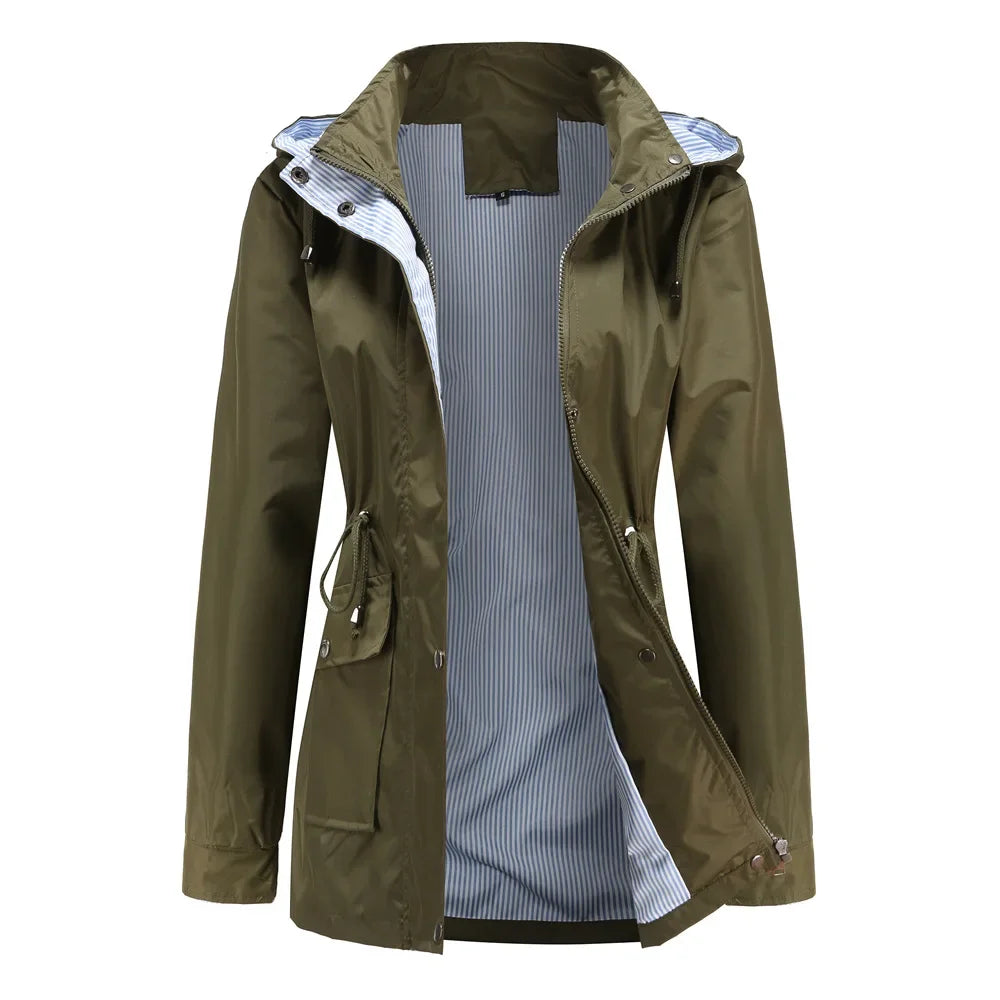 Angela | Elegant Hooded Waterproof Jacket - Solfae