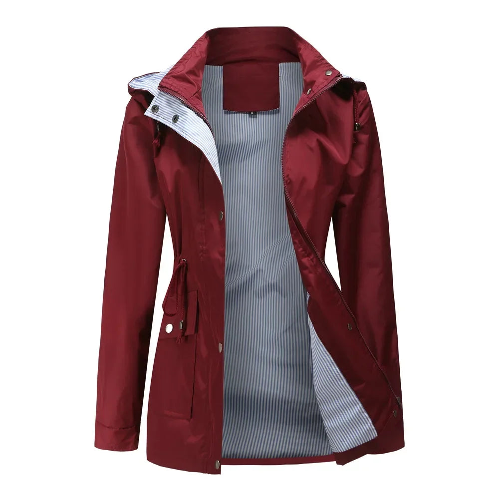 Angela | Elegant Hooded Waterproof Jacket - Solfae