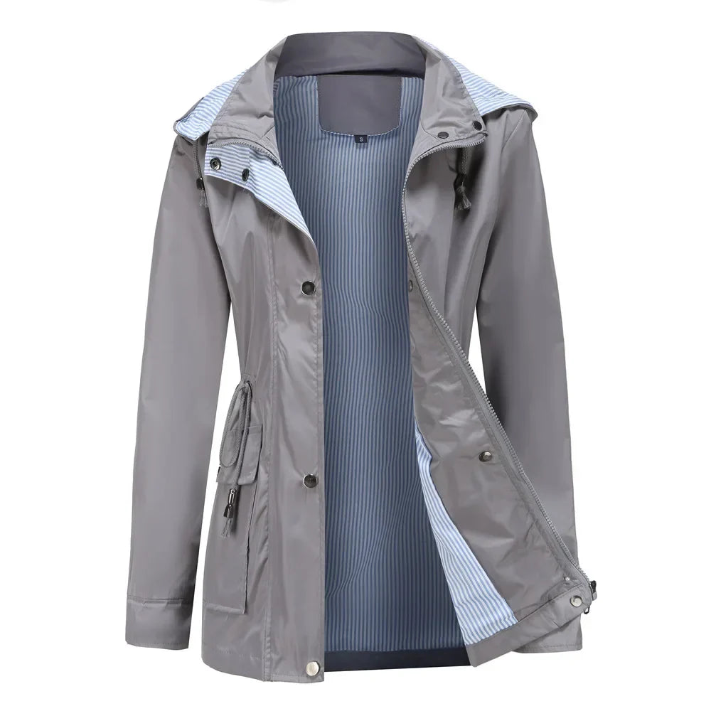 Angela | Elegant Hooded Waterproof Jacket - Solfae
