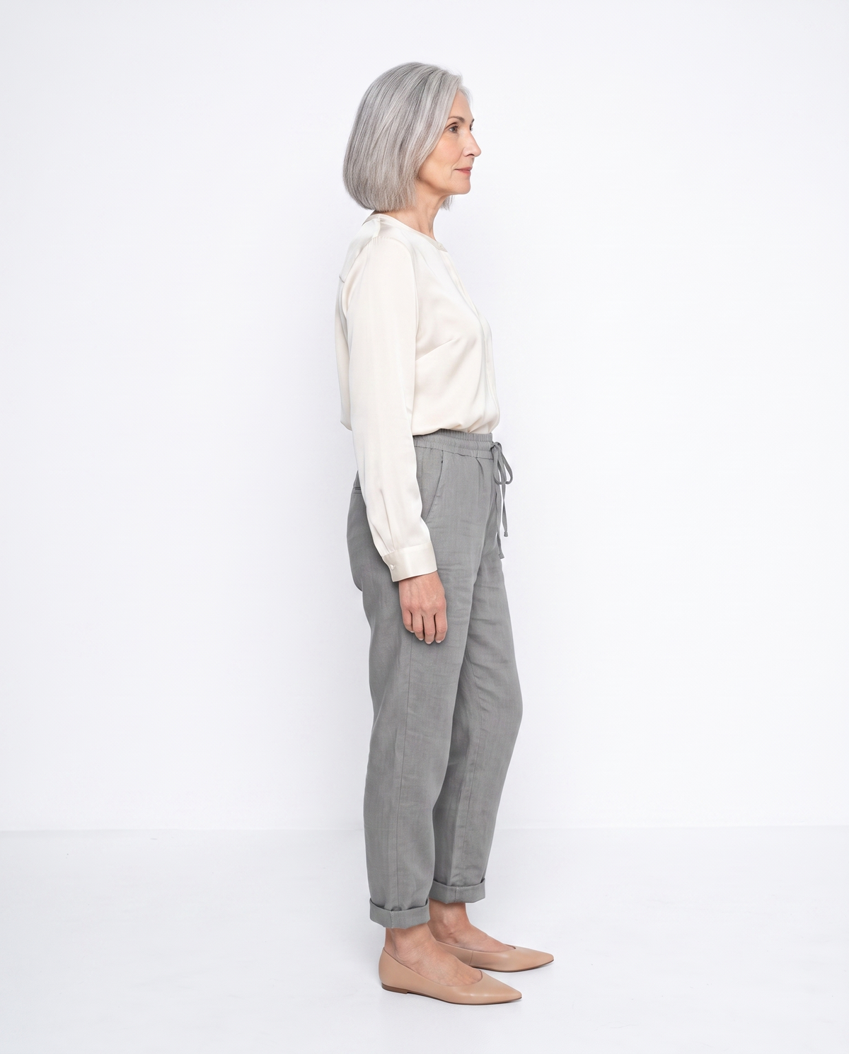 Angela | Elegant Linen Drawstring Pants - Solfae