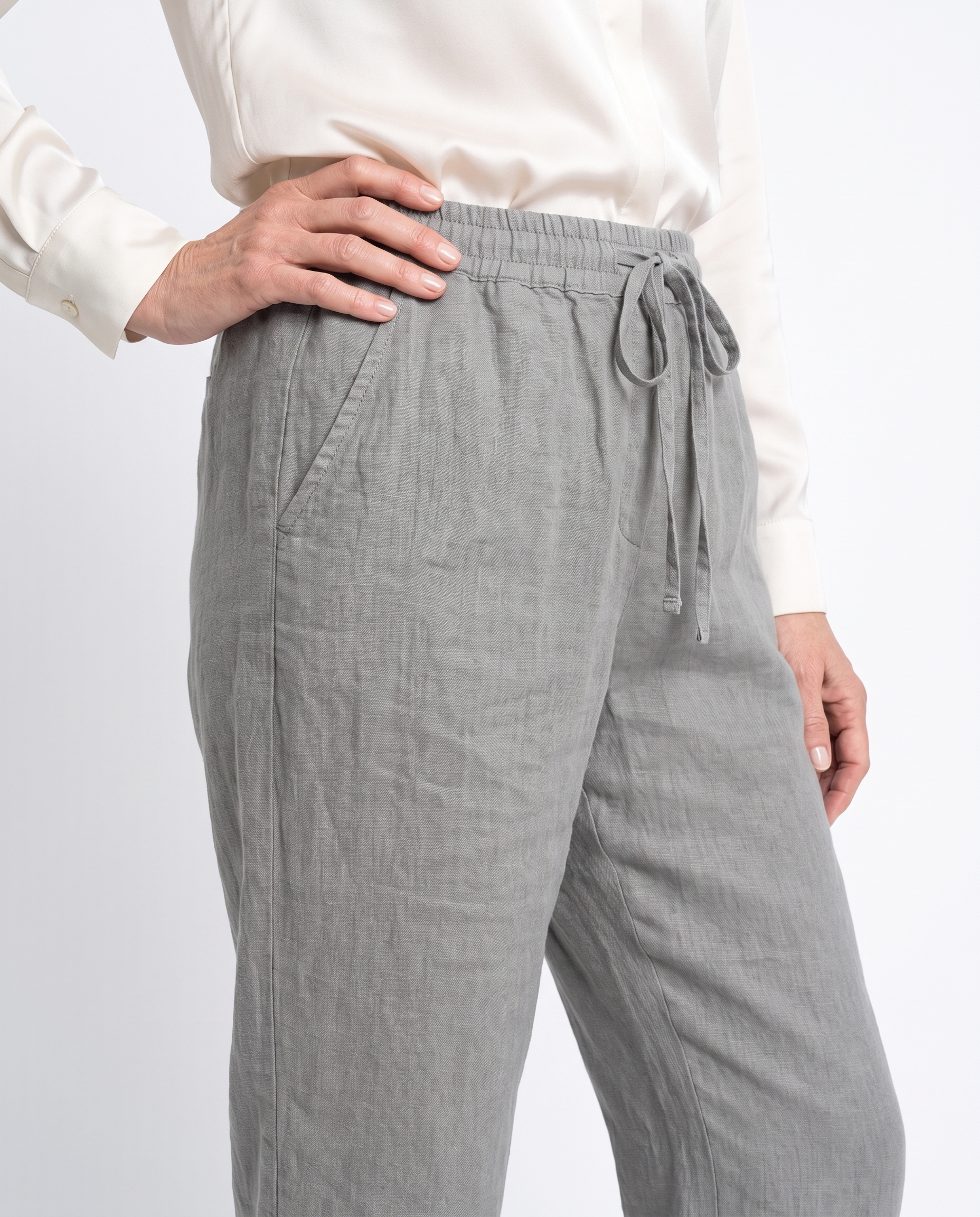Angela | Elegant Linen Drawstring Pants - Solfae