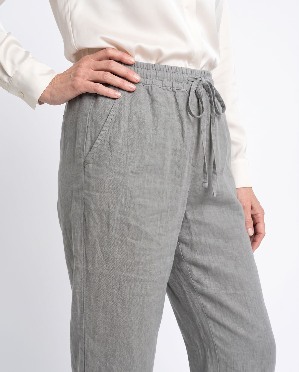 Angela | Elegant Linen Drawstring Pants - Solfae