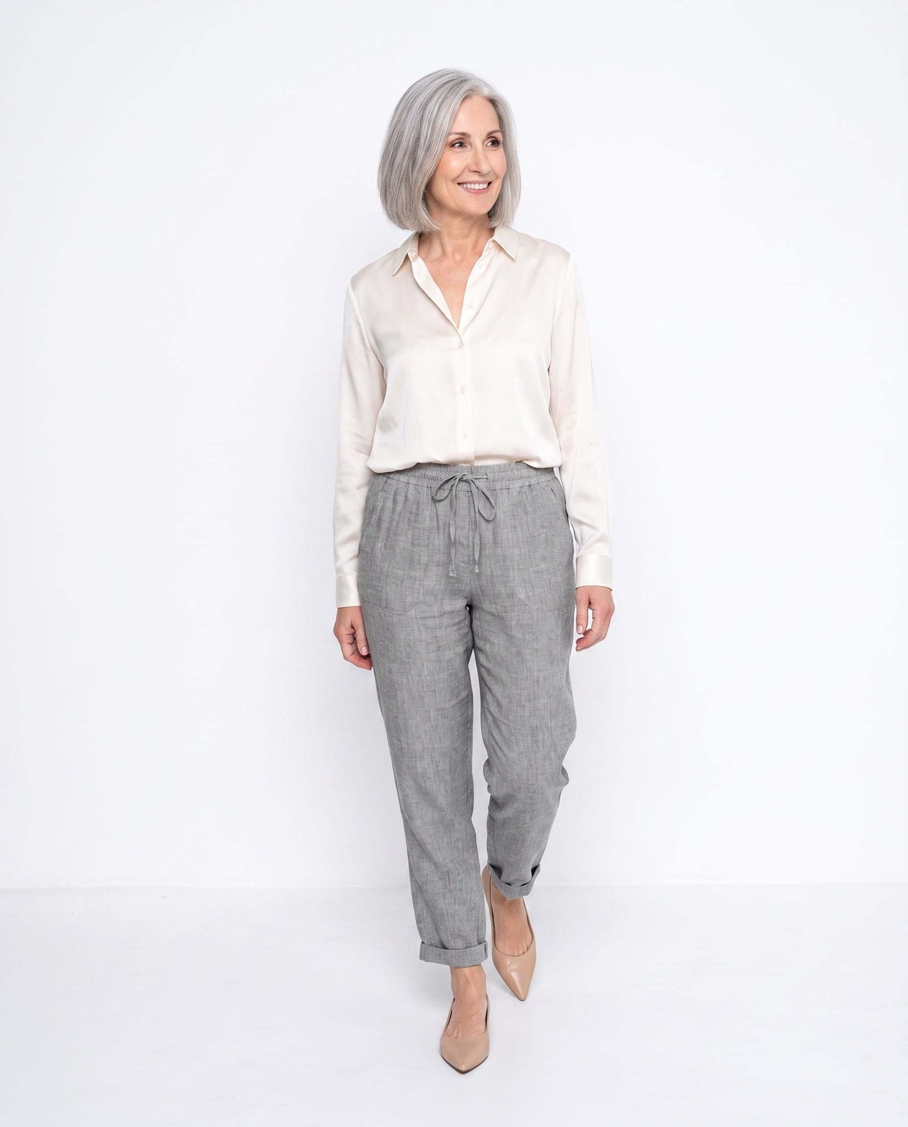 Angela | Elegant Linen Drawstring Pants - Solfae