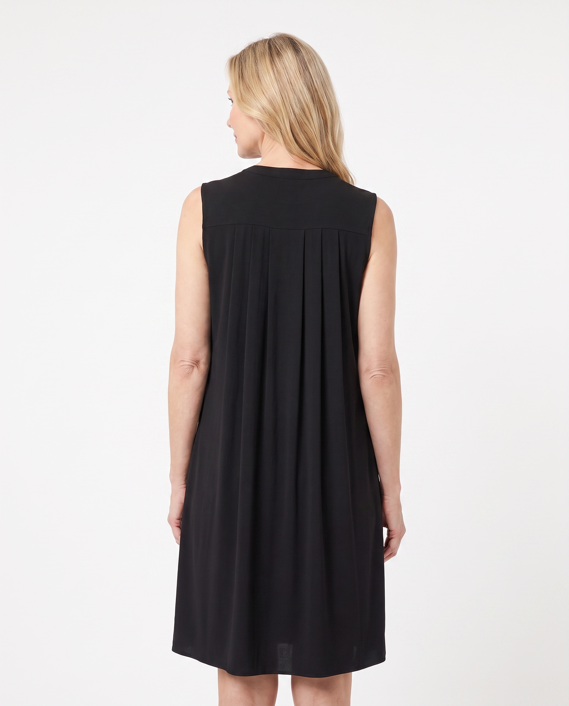 Angela | Elegant Pleated V-Neck Dress - Solfae
