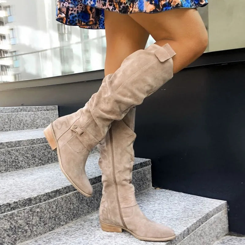 Angela | Elegant Suede Knee Boots - Solfae