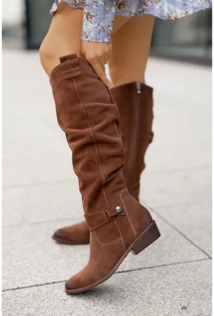 Angela | Elegant Suede Knee Boots - Solfae