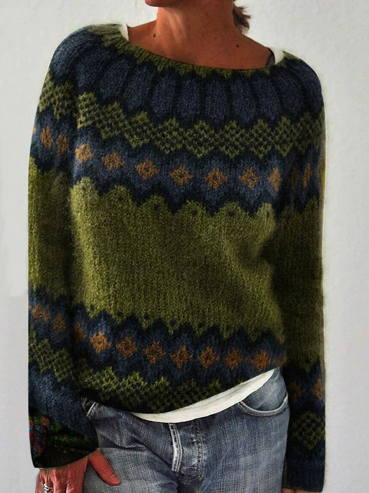 Angela | Stylish Isle Knit Sweater - Solfae