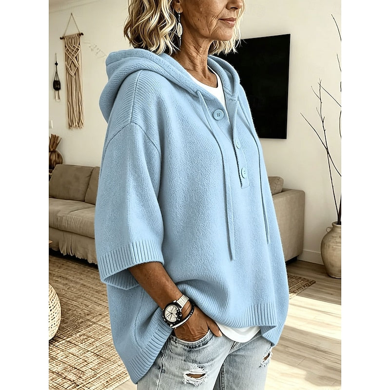 Brooklyn | Elegant Hooded Knit Sweater - Solfae