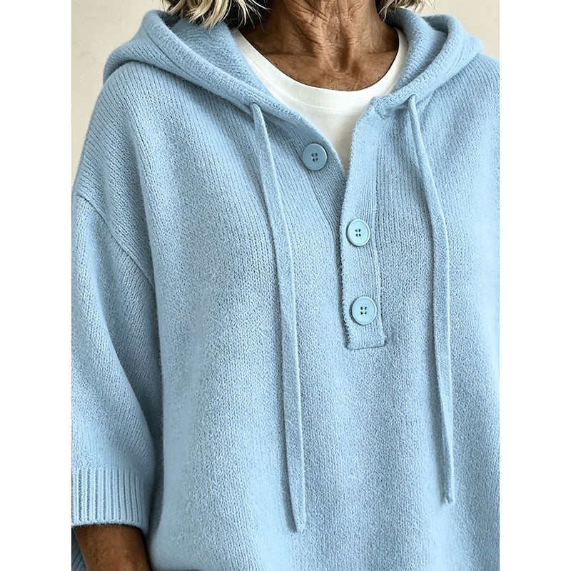 Brooklyn | Elegant Hooded Knit Sweater - Solfae