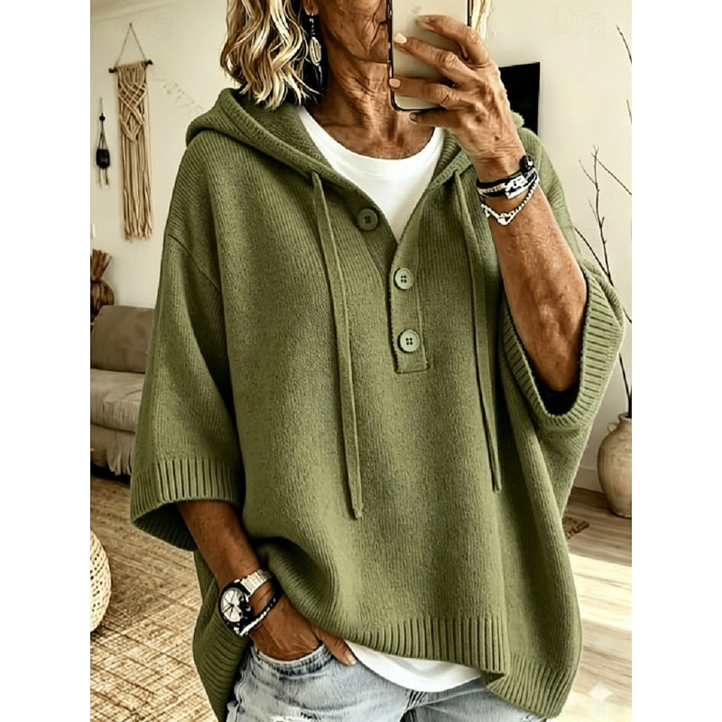 Brooklyn | Elegant Hooded Knit Sweater - Solfae