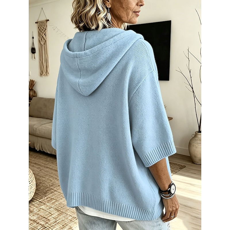 Brooklyn | Elegant Hooded Knit Sweater - Solfae