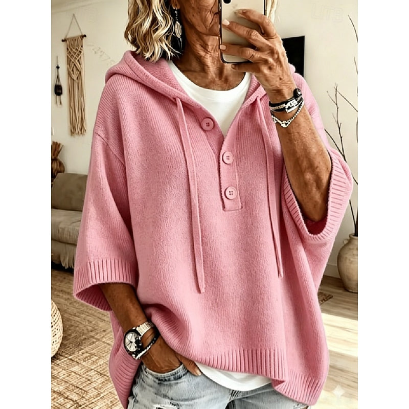 Brooklyn | Elegant Hooded Knit Sweater - Solfae