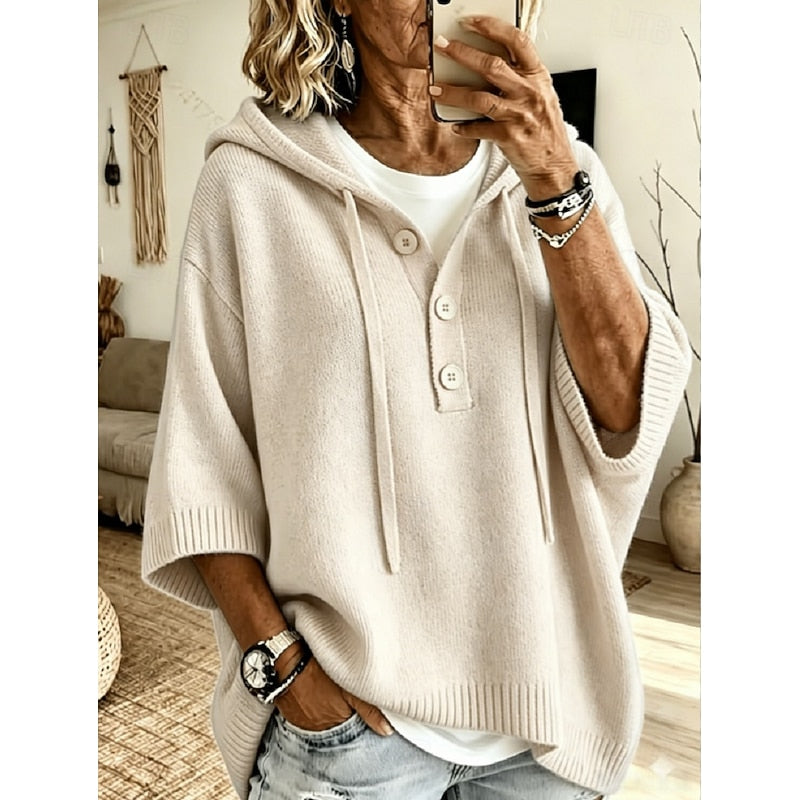 Brooklyn | Elegant Hooded Knit Sweater - Solfae