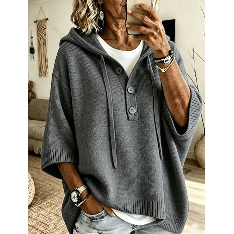 Brooklyn | Elegant Hooded Knit Sweater - Solfae