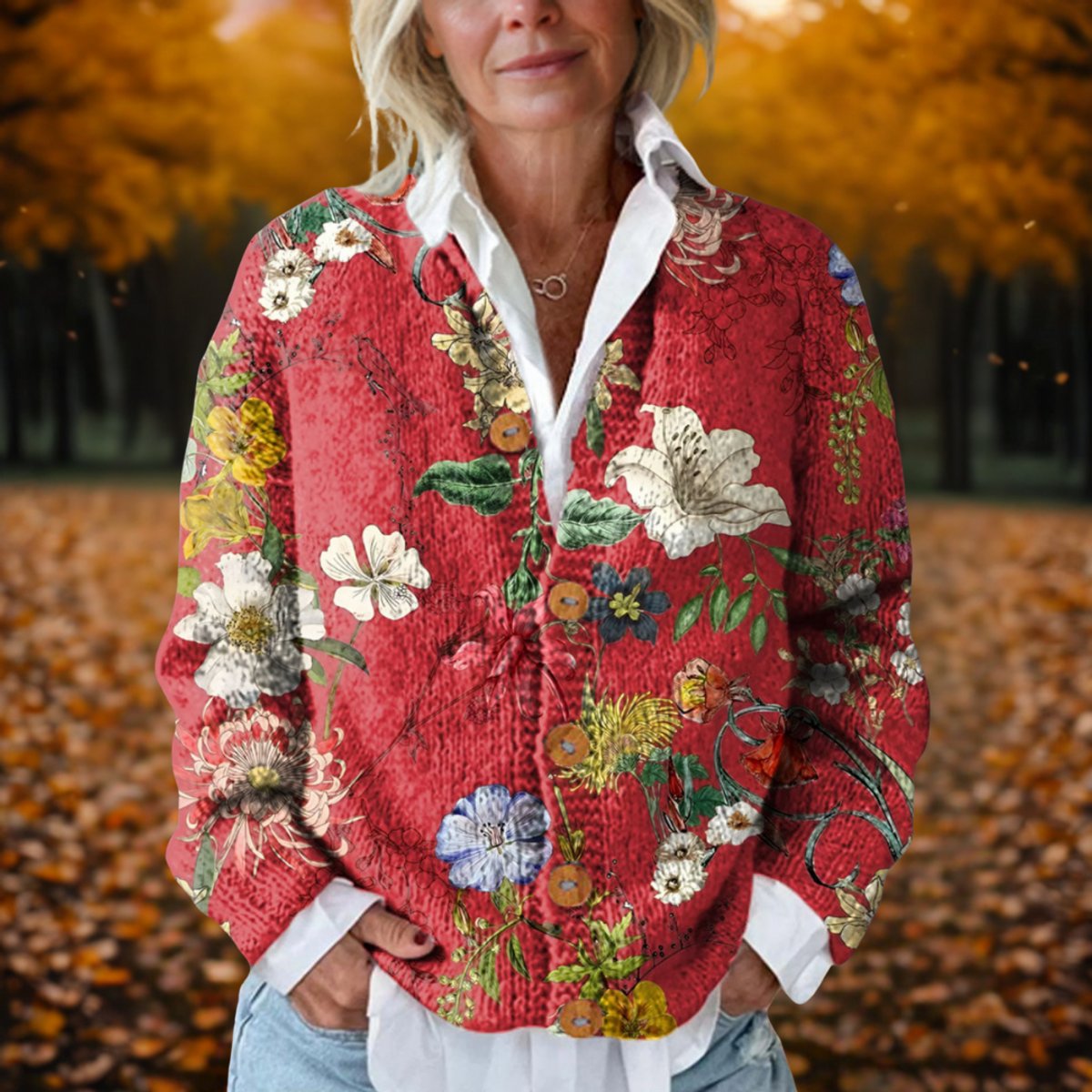 Camila | Vintage Floral Knit Cardigan - Solfae