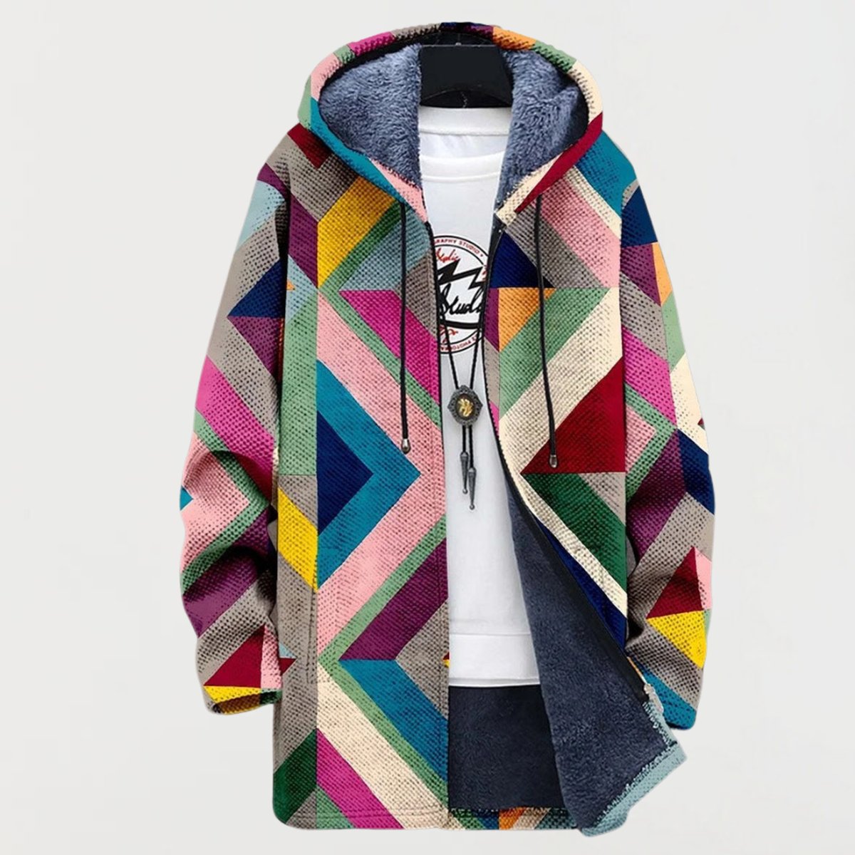 Charlotte | Stylish Geometric Hooded Jacket - Solfae