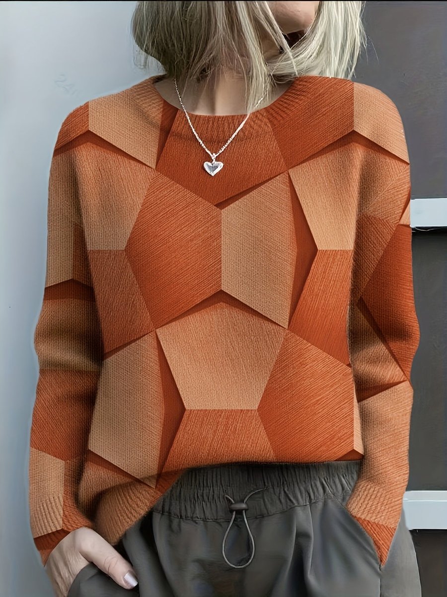 Charlotte | Stylish Geometric Knit Sweater - Solfae