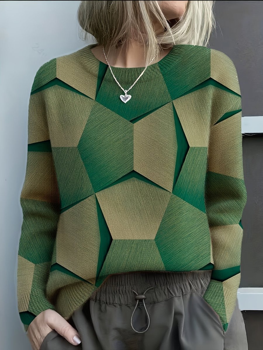 Charlotte | Stylish Geometric Knit Sweater - Solfae