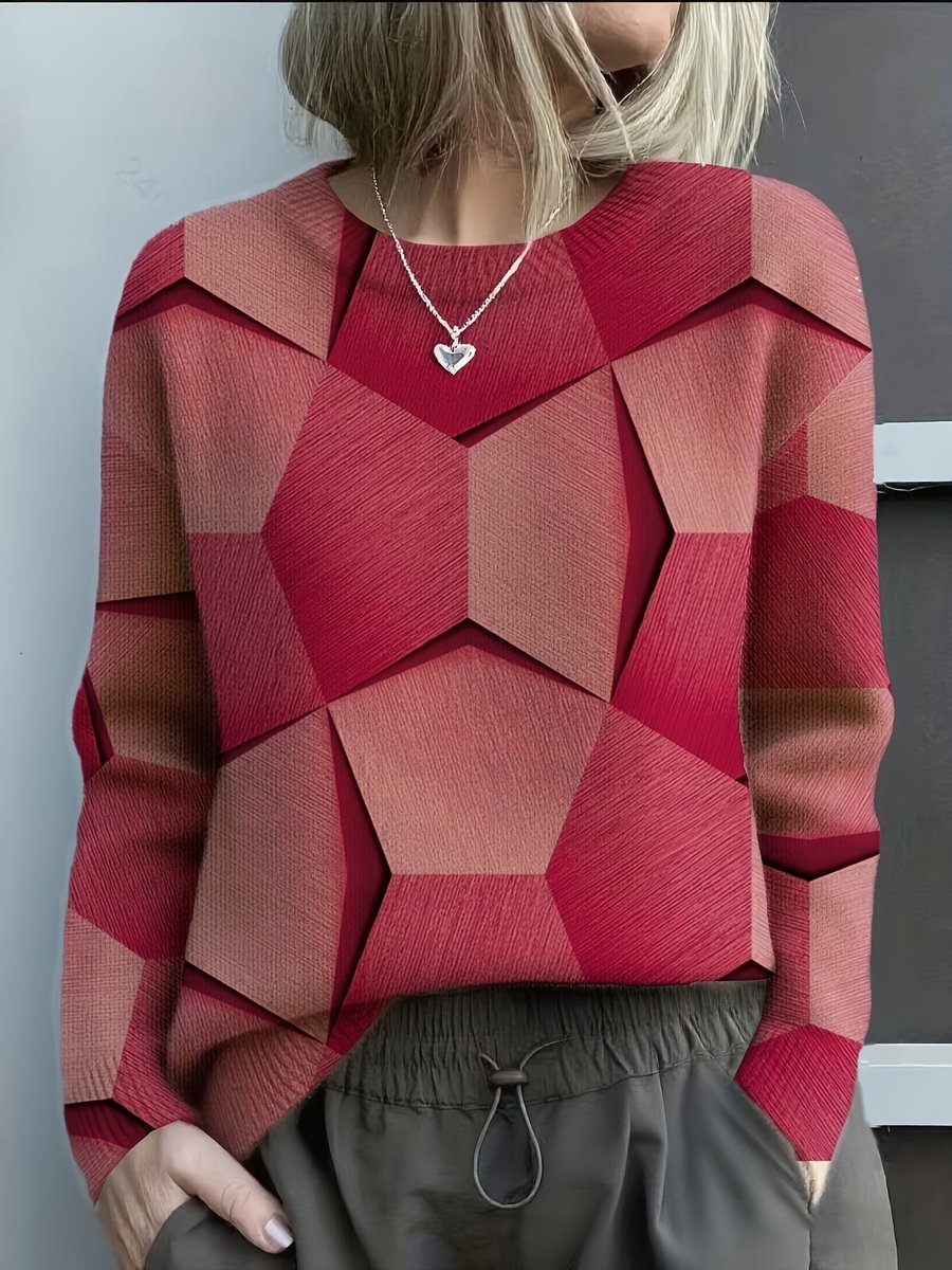 Charlotte | Stylish Geometric Knit Sweater - Solfae