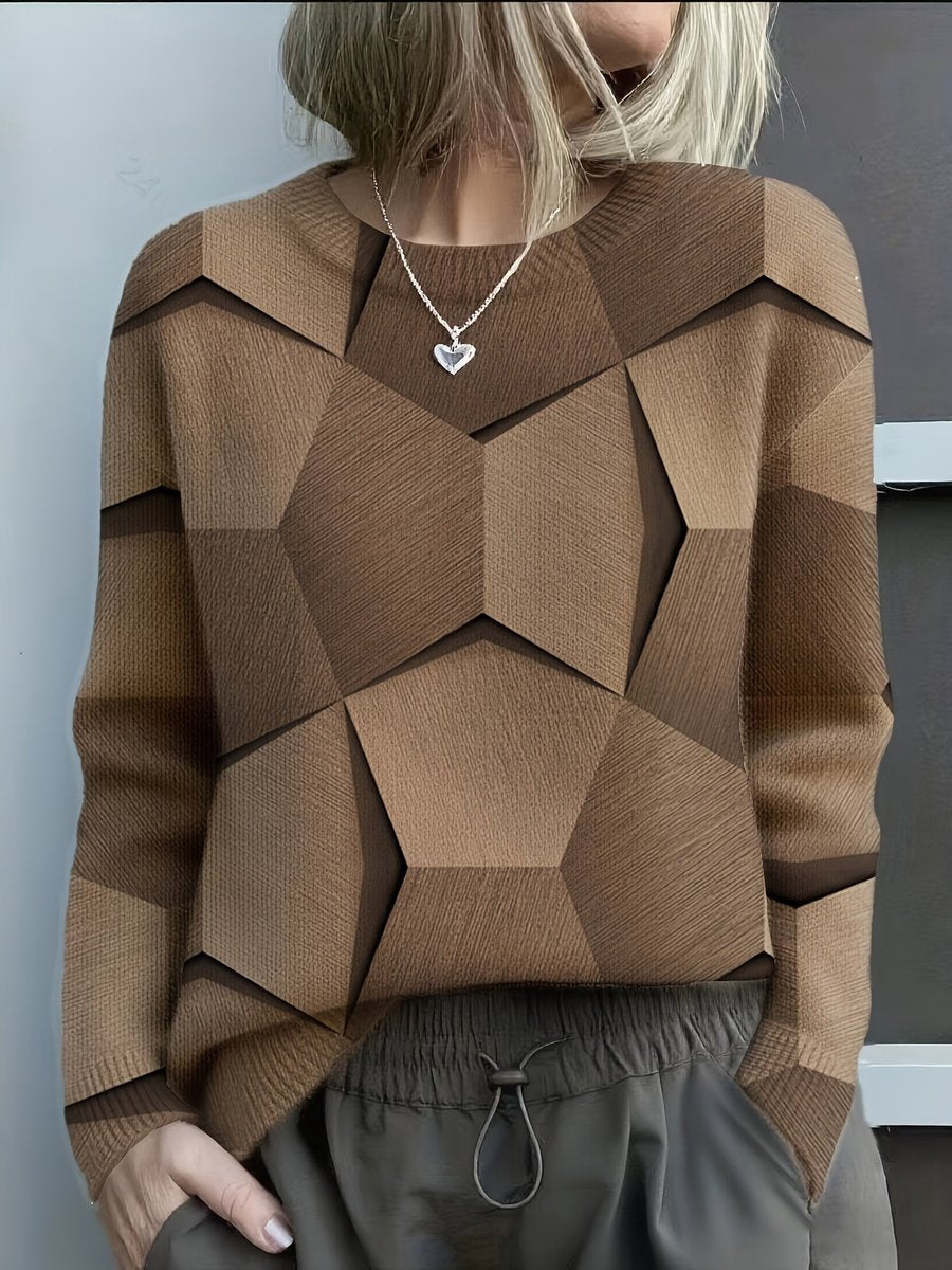 Charlotte | Stylish Geometric Knit Sweater - Solfae