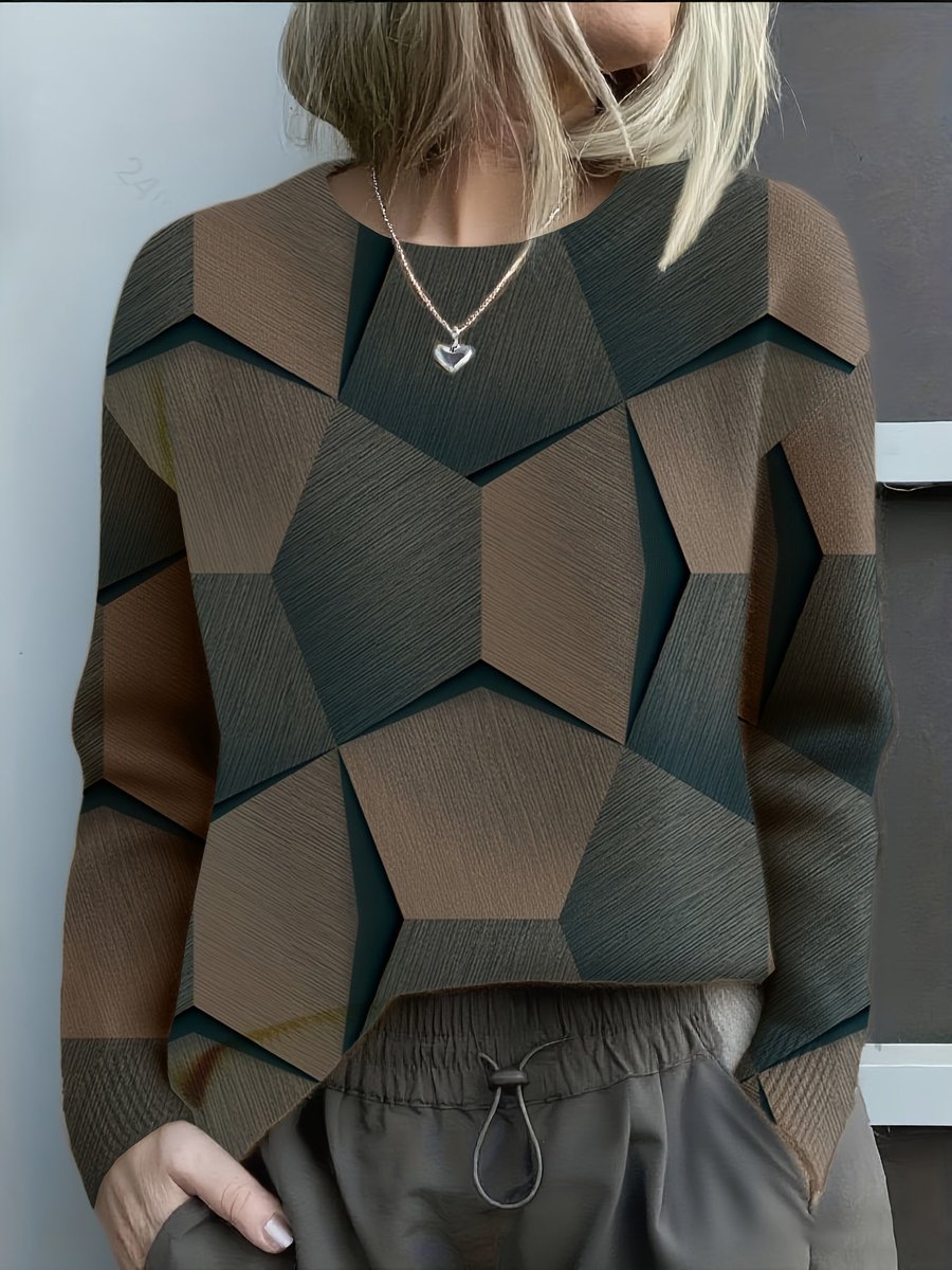 Charlotte | Stylish Geometric Knit Sweater - Solfae