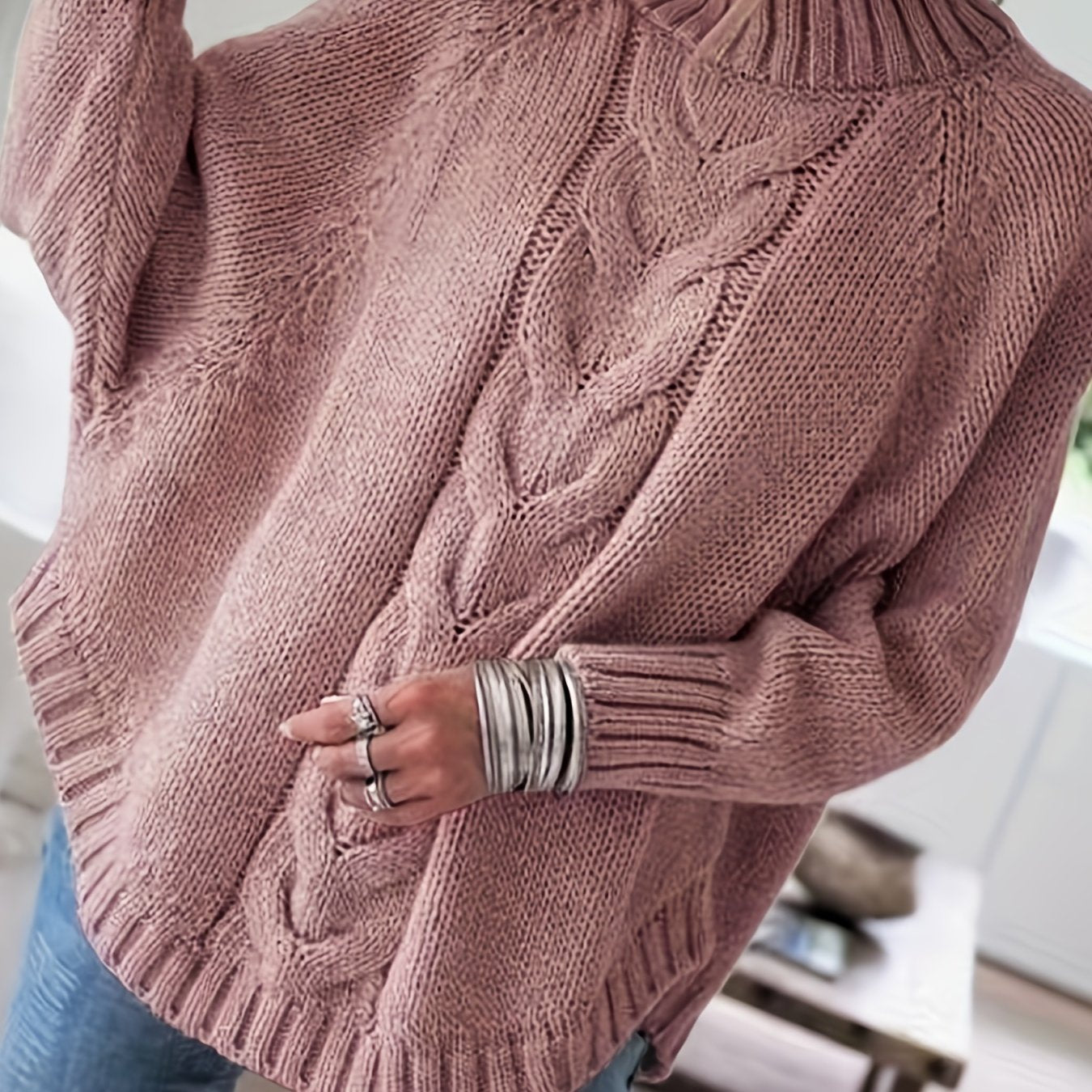 Christina | Elegant Cable-Knit High-Neck Sweater - Solfae