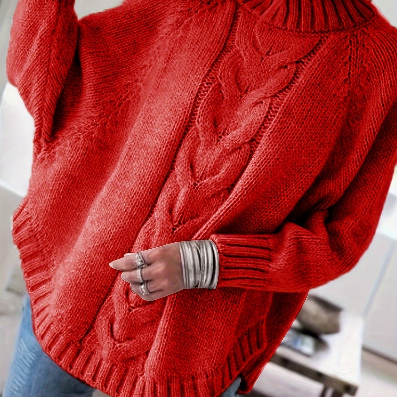 Christina | Elegant Cable-Knit High-Neck Sweater - Solfae