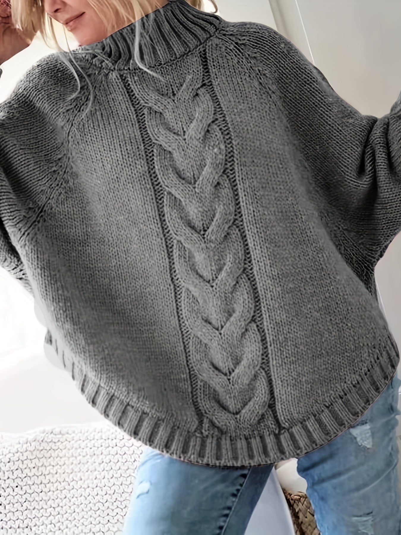 Christina | Elegant Cable-Knit High-Neck Sweater - Solfae
