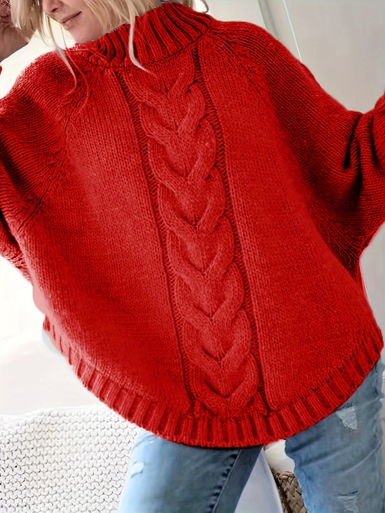 Christina | Elegant Cable-Knit High-Neck Sweater - Solfae