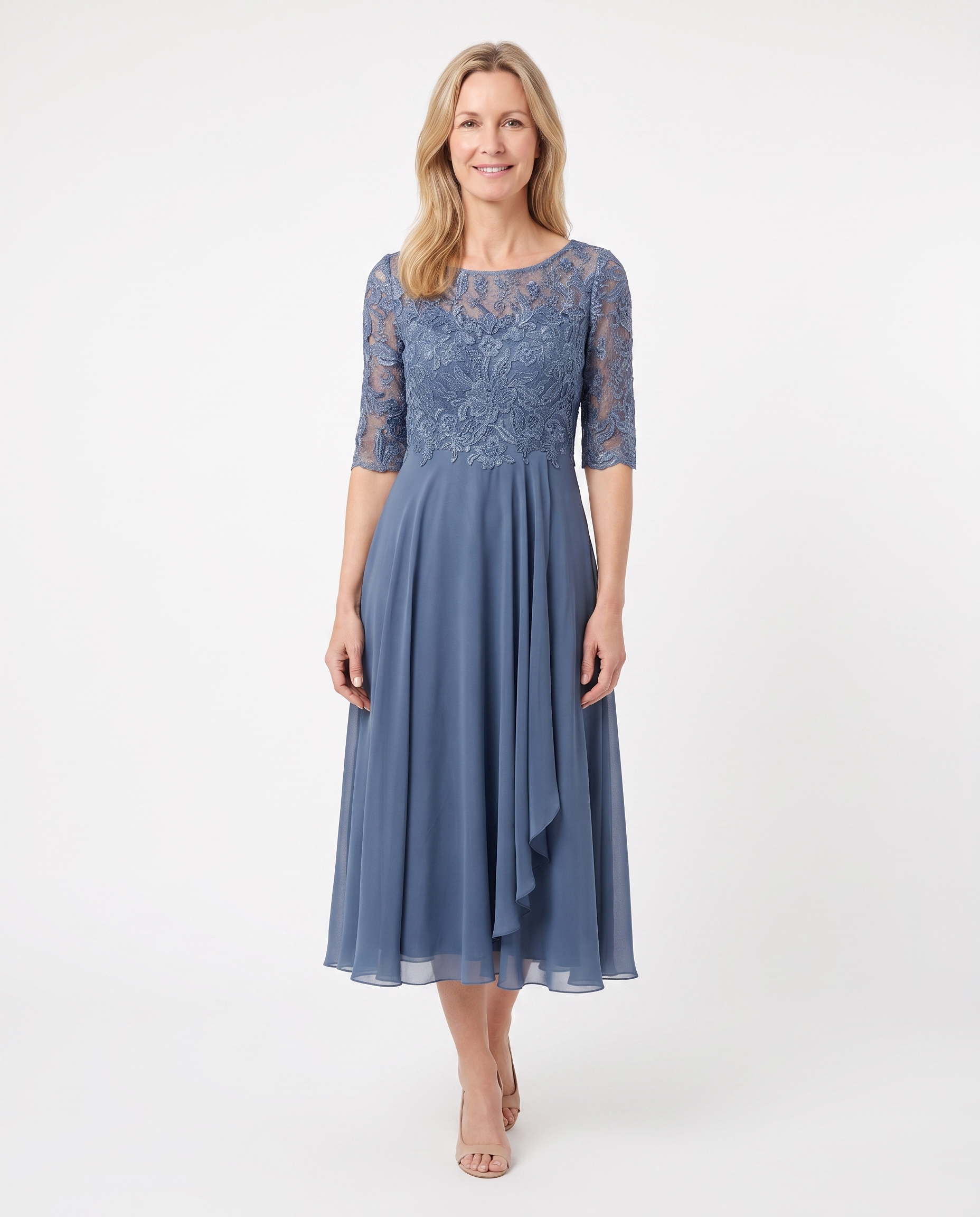 Christina | Elegant Chiffon Midi Dress - Solfae